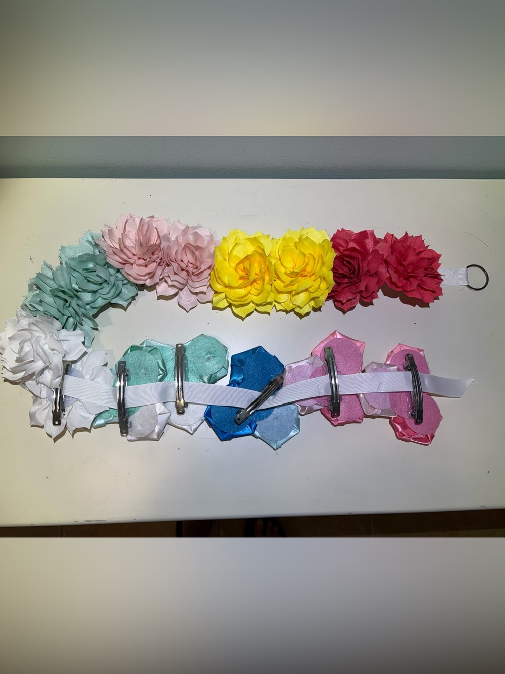Set of 15 Multicolor Floral Hair Or Shoe Clips or Clip On Spaghetti Straps. OS - Picture 2 of 13